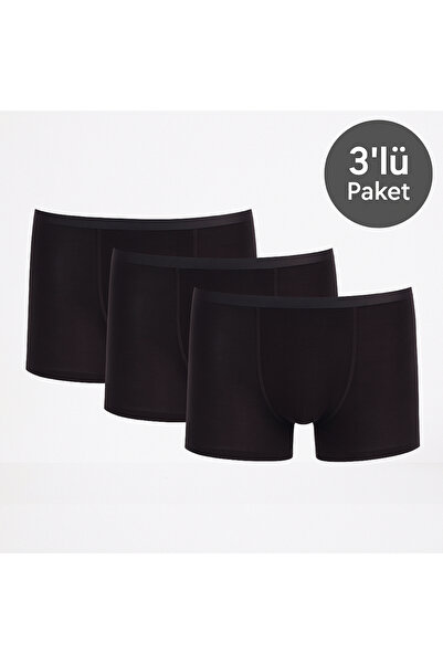 TAVSİYESEVER Natural Bamboo Fabric Men's Boxer 3 Pack - Black