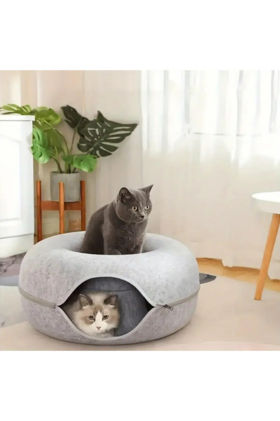 zola Cat play tunnel bed, 51 x 20 cm, entrance width 22 cm, with zipper, felt, gray