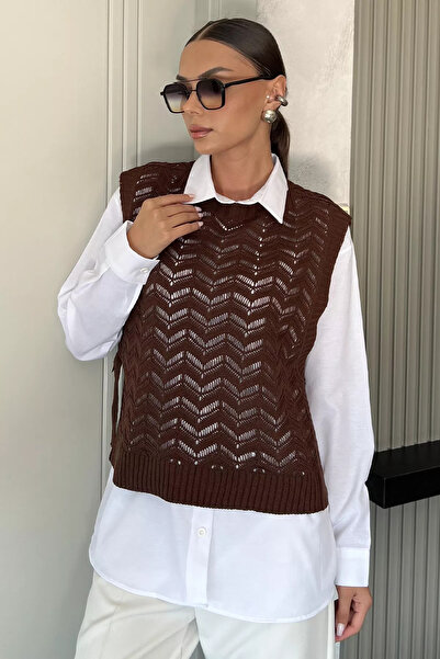 julude Coffee Shirt Combination Knitwear Sweater