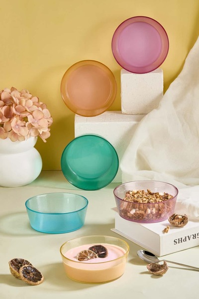 Lora Bianca Coloria 6 Piece Glass Ice Cream/Cookie/Meatball/Fruit Bowl Set