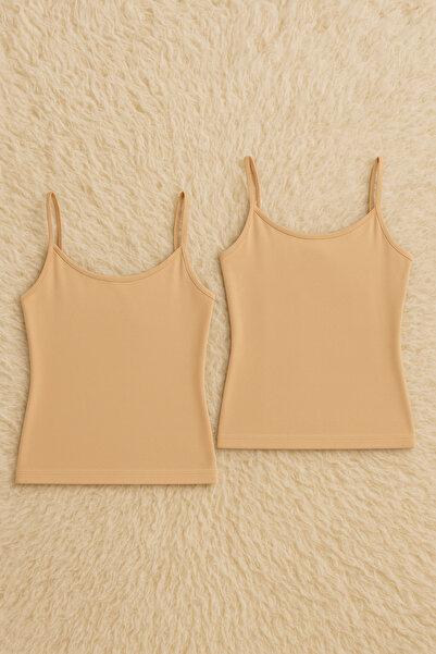 QKK Women's Cotton Lycra Padded String Strap Combed Cotton 2-Piece Undershirt Q6K3K4T9Ka