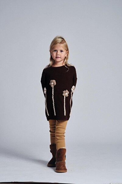 MiaBaby طقم سترة تريكو مزينة بالزهور مع قميص داخلي وبنطلون ضيق