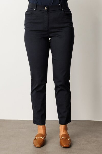 Ekol Women's Plus Size Skinny Leg Trousers 1063 Navy Blue