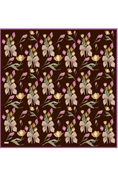 Belli Tivil Saf Svila šal IST 4037 - 36 smeđi mešoviti uzorak