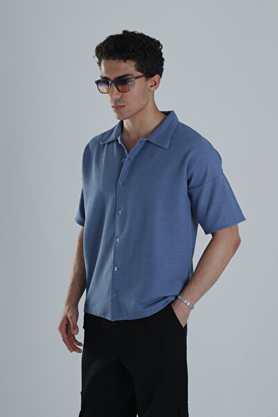 COCOPELLI Men's Blue Seersucker Shirt