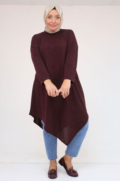 Eslina 58144 Plus Size Mir Tunic with Judge Collar - Plum