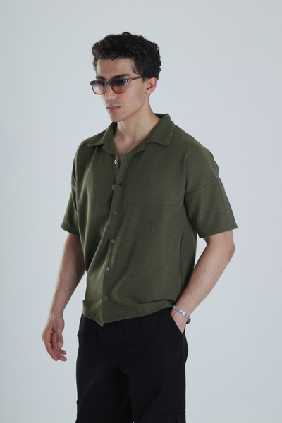 COCOPELLI Men's Khaki Seersucker Shirt