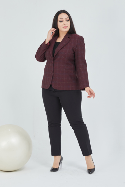 Fagi Γυναικείο καρό κλασικό μπουφάν με διπλά κουμπιά