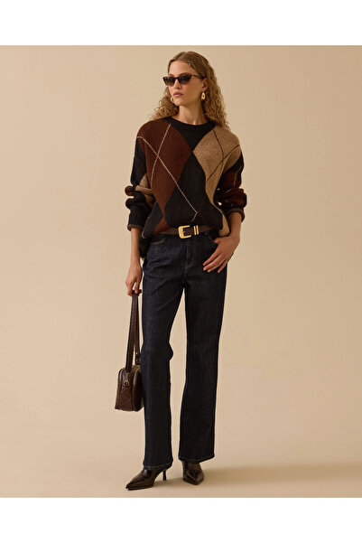 SEÇİL Baklava Desenli Oversize Kazak