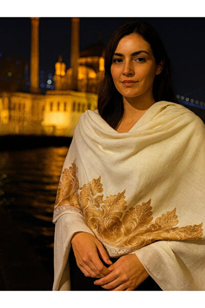 fiore fashion Marino Shawl 85% Cashmere 15% Silk Embroidered Scarf Marino Cashmere
