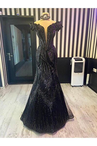 EKY GÖR SEV WEDDING DRESS İKİ PARÇA SİYAH BALIK ELBİSE