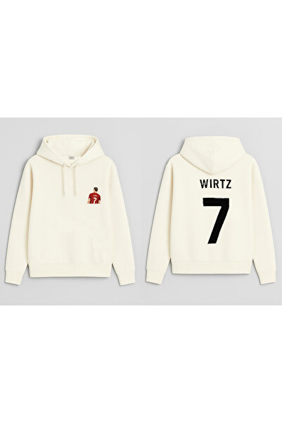 MODA Jucătorul de fotbal Florian Wirtz cu imprimeu Hanorac pentru băieți Ecru...