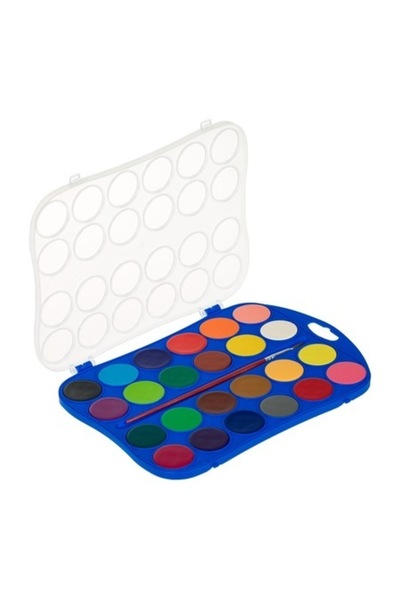 SHOPIENS Paletă cu acuarele și 1 pensulă, 24 de culori diferite, Ø 3 cm