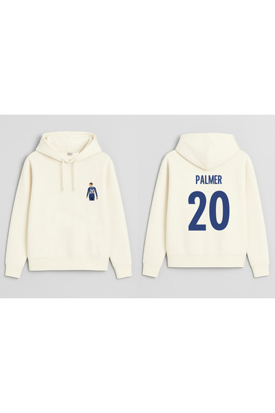 MODA Jucătorul de fotbal Cole Palmer cu imprimeu Hanorac pentru băieți Ecru cu glugă Swea tricou