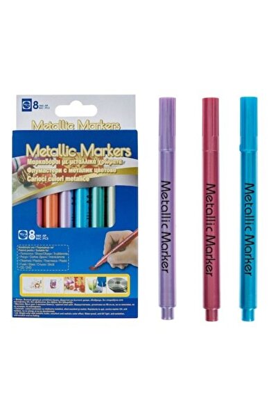 SHOPIENS Set Carioci Subtiri Culori Metalizate De Durata 8 Bucati 14cm