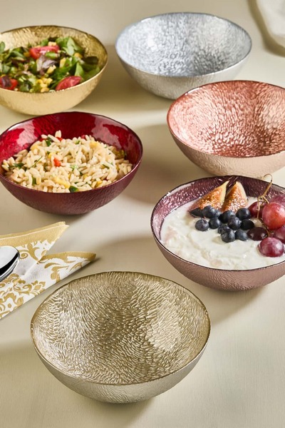 Lora Bianca Cupri 6 Piece Glass Salad/Cookie/Appetizer/Fruit/Dessert Bowl Set
