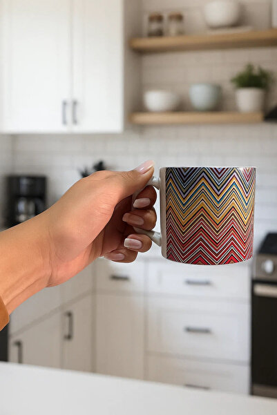 Borambalaj Colorful Zigzag Patterned Motto Afilli Mug Cup