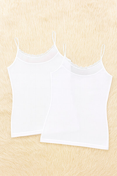 QKK Women's Cotton Lycra String Strap Combed Cotton 2-Piece Undershirt Q6K2K2T0Ka