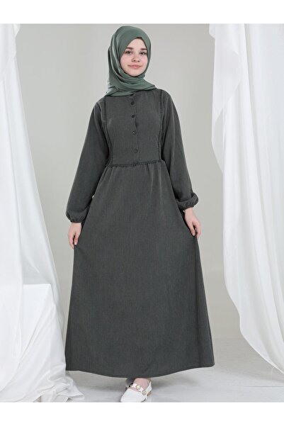 Giyinse فستان ميلورا المخملي للفتيات باللون الأخضر - فستان حجاب