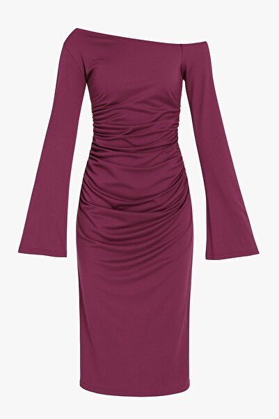 HAKKE Asymmetrical Cut – One Shoulder Detail Dress