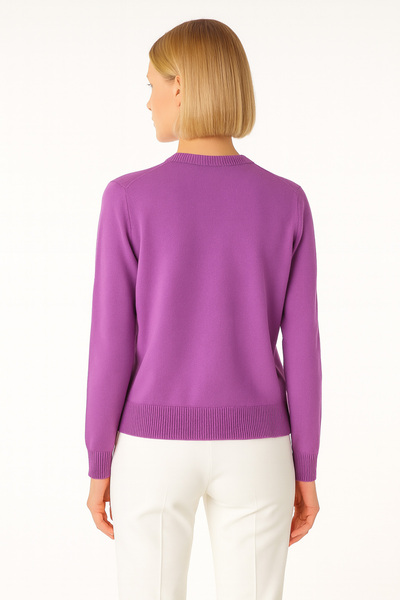 Msrlassn Lilac Floral Embroidered Women's Cardigan