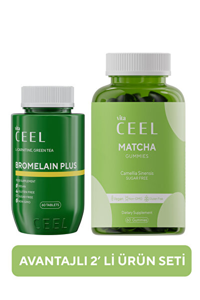 VitaCeel 2'li Bromelain (Ananas Enzimi) 60 Tablet, Matcha Yeşil Çay Gummy