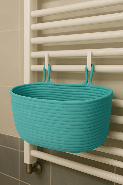 MaVaux سلة حمام معلقة للزينة – 18×40×16 سم – منظم تخزين وتنظيم من الخوص والجو...