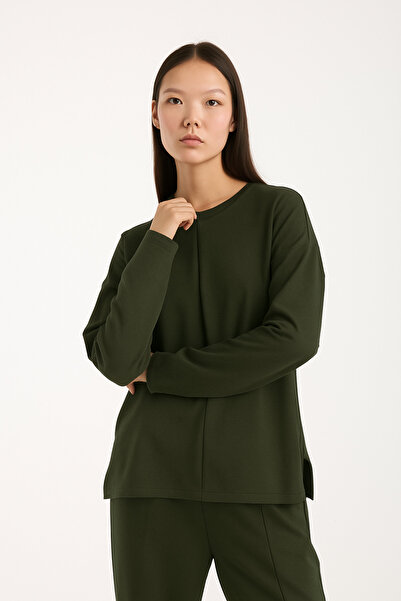 MERİCEY Women's Brown Modal Long Sleeve Top and Bottom Set