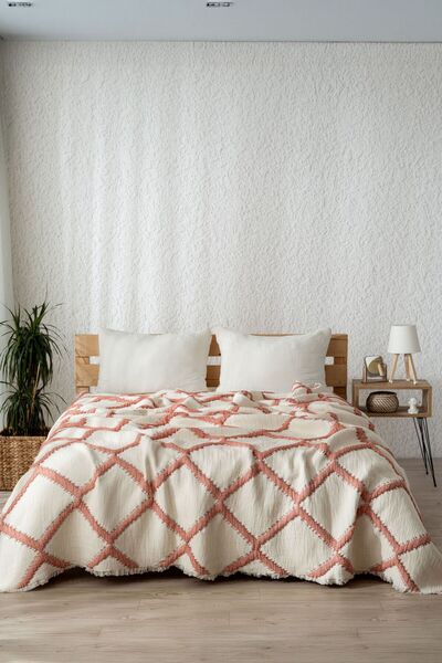 MYLASA HOME Muslin 7-Layer Diamond Patterned (Jacquard) Quilt Double Size 240X260Cm