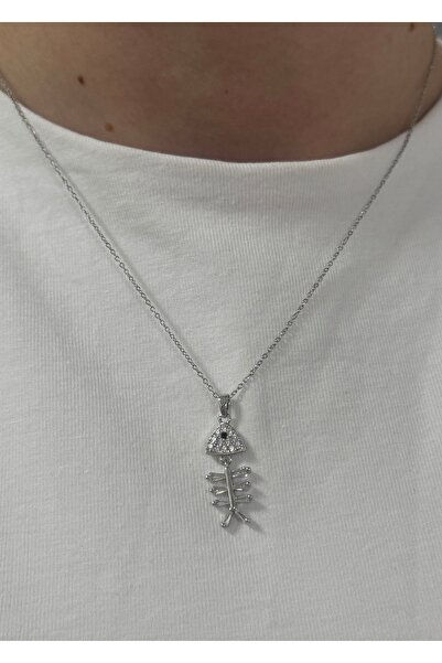 KİLİGİSTANBUL Pearl-Like Fish, Steel Necklace 40+5 cm