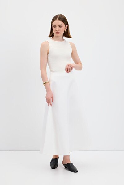 KADRİYE BAŞTÜRK Скуба Тканина Клош Спідниця Екрю