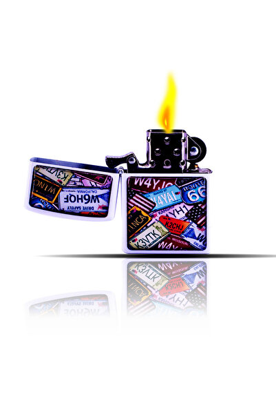 GIFTSOME Amerika Lisans Plakası Beyaz Benzinli Çakmak