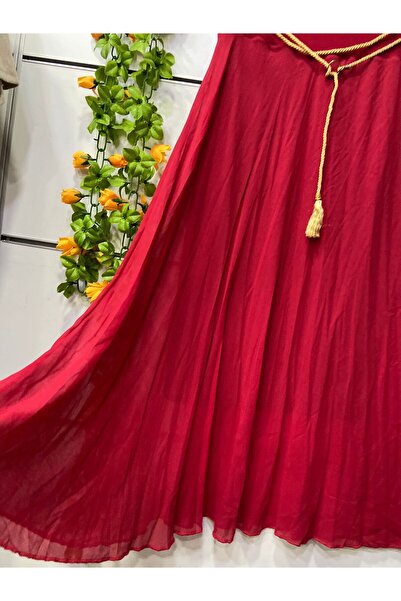 edu collection Fusta din șifon CLOCHETĂ căptușită roșie