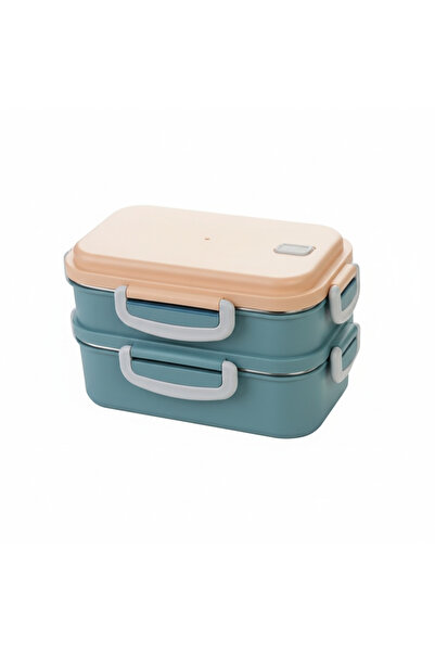 Titiz Plastik Karma 2-Piece Heatable Steel Lunch Box – 3 Compartments |   Spoon-Fork Included
