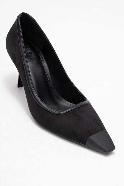 LuviShoes Rona Black Suede Matte Toe Women's Heeled Shoes