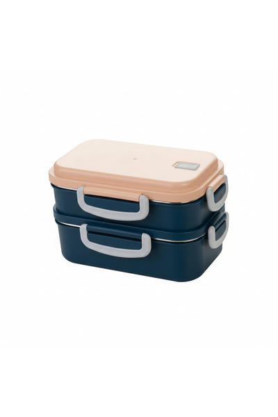 Titiz Plastik Karma 2-Piece Heatable Steel Lunch Box – 3 Compartments |   Spoon-Fork Included