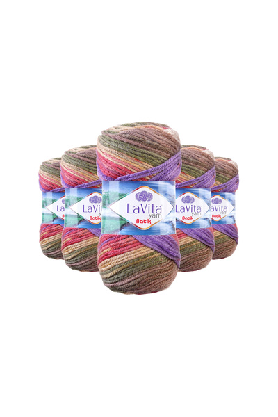 LaVita Yarn خيط تريكو يدوي من الباتيك 100% أكريليك 500 جرام 5 قطع (DG14 ALLIUM)