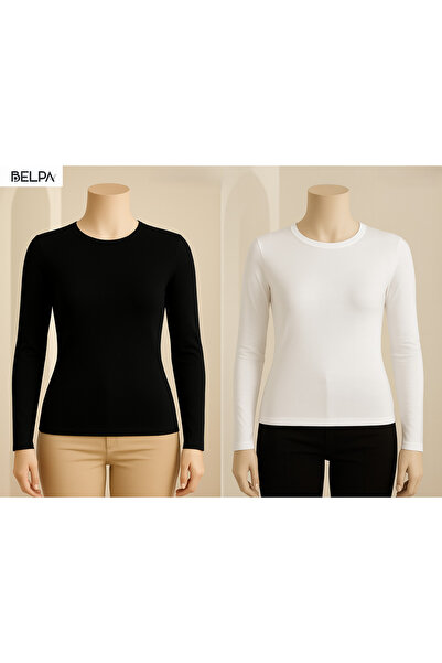 belpa Sıla Sella Long Sleeve Crew Neck Bodysuit Set of 2