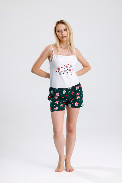 MOONBULL Γυναικεία καρό μπλούζα με στάμπα κορδέλας και τιράντες - Σετ καρό σο...