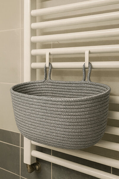 MaVaux سلة حمام معلقة للزينة – 18×40×16 سم – منظم تخزين وتنظيم من الخوص والجو...