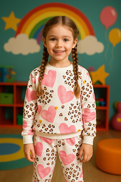 minikiss Seasonal Printed Top and Bottom Girls' Two-Piece Set Comfortable and Flexible Fabric