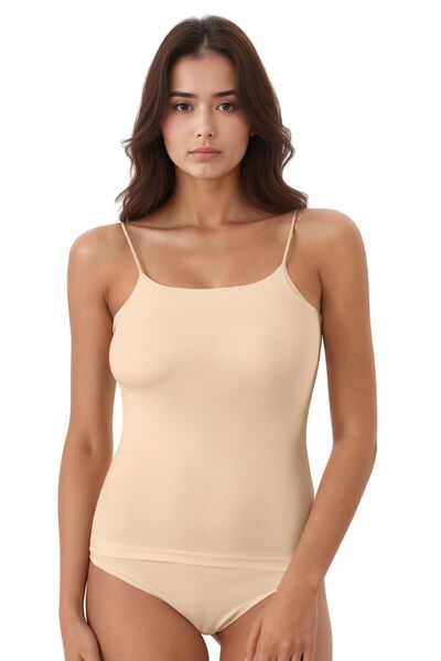 QKK Women's Cotton Lycra String Strap Non-Marking Combed Cotton 2-Piece Undershirt Q6K4K6T6Ka