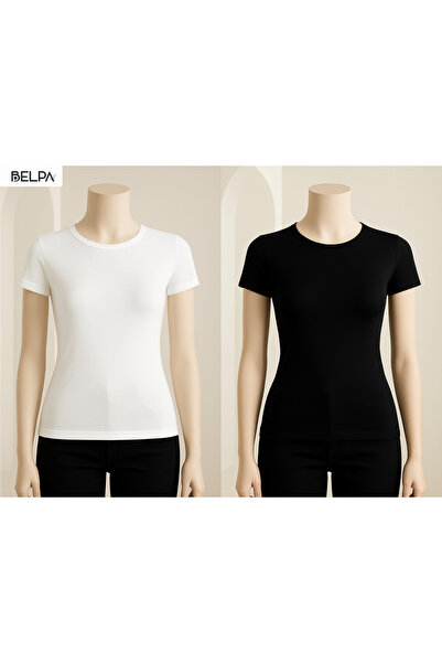 belpa Sıla Sella Short Sleeve Crew Neck Bodysuit Set of 2