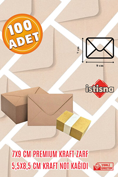 İstisna 100 Adet 7x9 Cm Kraft Zarf Kraft Not Kağıdı Sevimli Mini Kart Zarfları