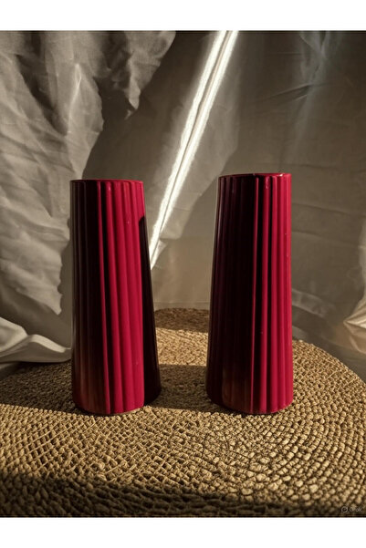 Home Dekoratif hediyelik çizgili büyük boy 2'li vazo