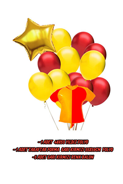 Evabrite Fan Yellow Red Jersey Shaped Foil Balloon Set - Star Foil Birthday Party Set