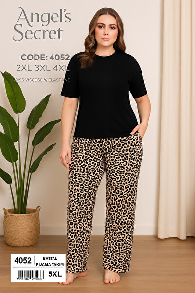 Angels Secret Angel's Secret Leopard Pattern Viscose Pajama Set