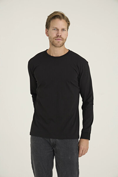 Kocabey T-513 Ανδρικό μπλουζάκι με μακρύ κολάρο - Μαύρο - XL