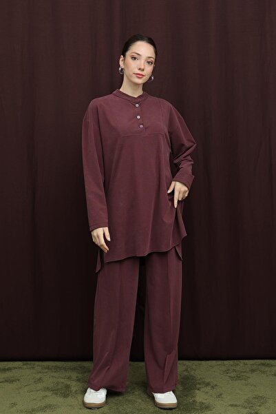 Puane Women's Basic Set with Snap Detail - 14391Tks - Plum