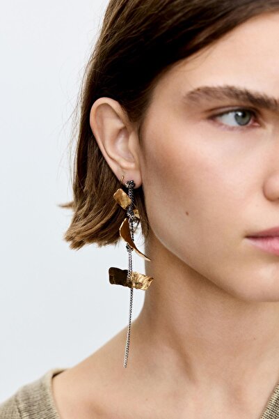 Pull & Bear Altın rengi parçalı zincir küpe